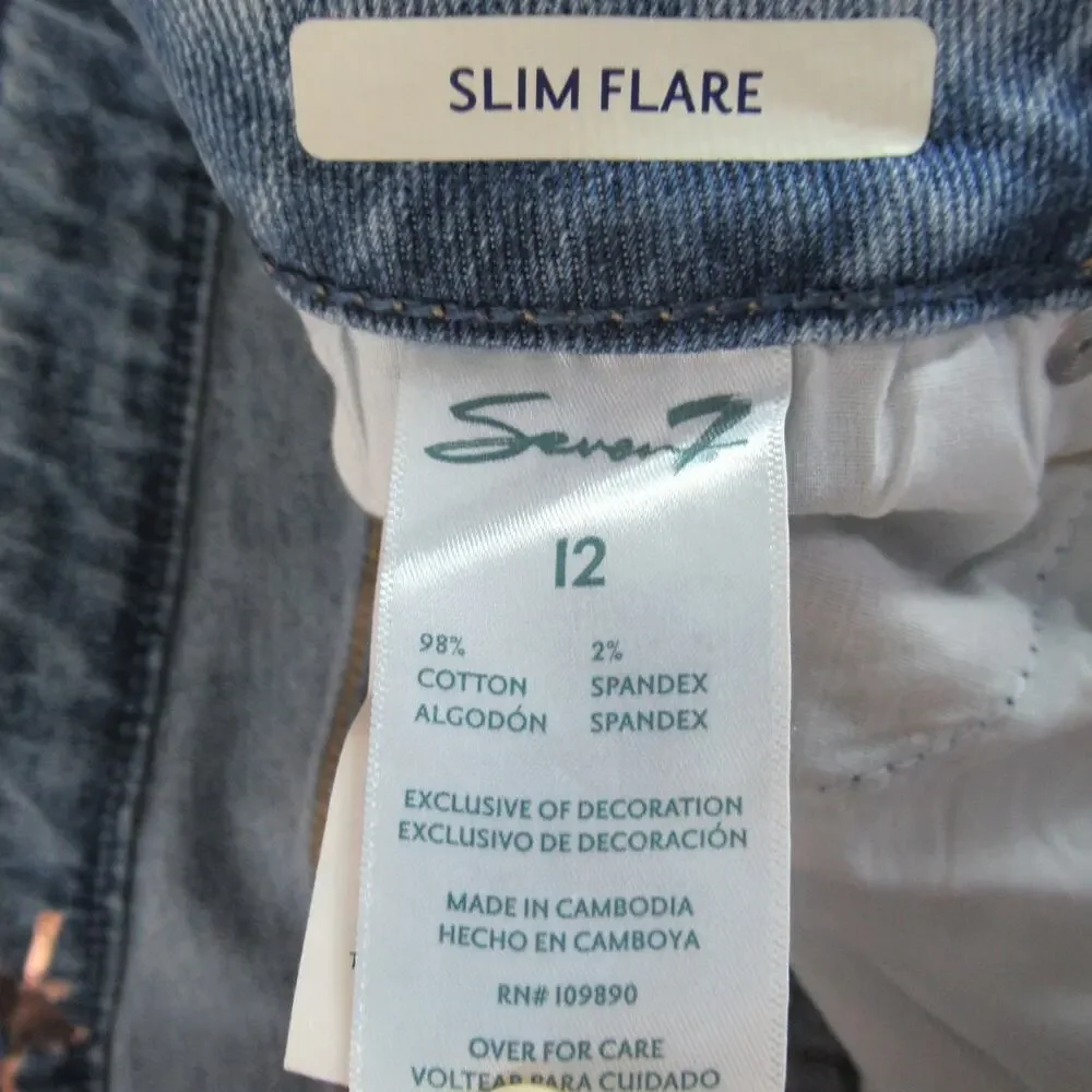 Seven7 Jeans Womens Size 12 Blue Felicity High Rise Slim Flare Enchanted NWT